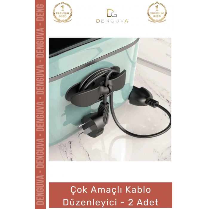 #KabloDüzenleyici Mutfak Tezgah Küçük Ev Aletleri Airfryer Kahve Makinesi Siyah Kablo Düzenleyici - 2 Adet