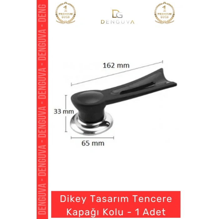 #KapakTutacağı Ergonomik Isıya Dayanıklı Siyah Mutfak Yedek Parça Dikey Tasarım Tencere Kapağı Kolu - 1 Adet