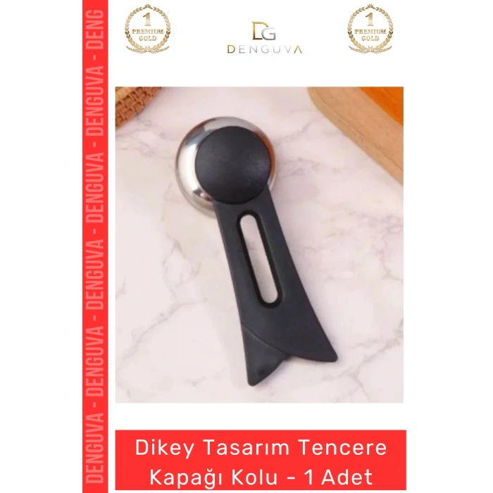 #KapakTutacağı Ergonomik Isıya Dayanıklı Siyah Mutfak Yedek Parça Dikey Tasarım Tencere Kapağı Kolu - 1 Adet