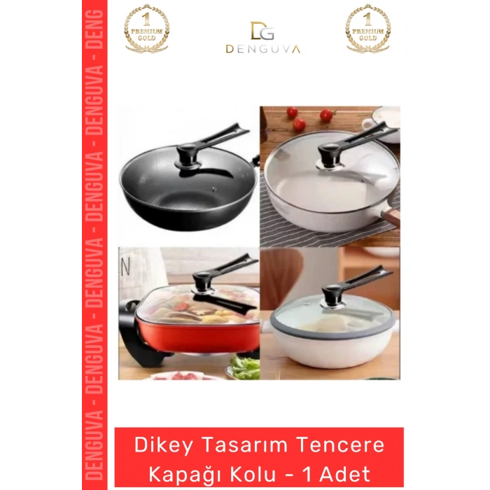 #KapakTutacağı Ergonomik Isıya Dayanıklı Siyah Mutfak Yedek Parça Dikey Tasarım Tencere Kapağı Kolu - 1 Adet