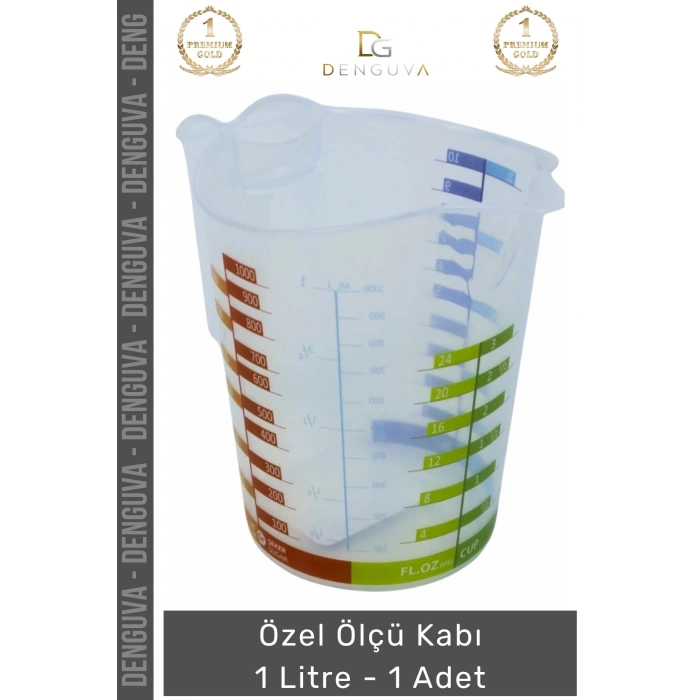 #ÖlçüKabı Hassas Mutfak Laboratuvar Ölçekli Gı Uyumlu Pratik Özel Ölçü Kabı 1 Litre - 1 Adet