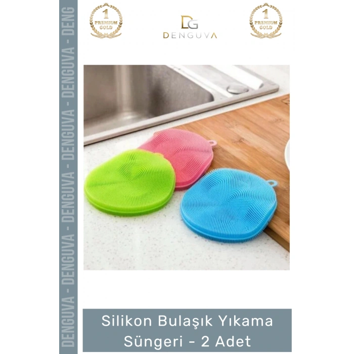 #BulaşıkSüngeri Hijyenik Dayanıklı Esnek Mutfak Temizleme Pratik Silikon Bulaşık Yıkama Süngeri - 2 Adet