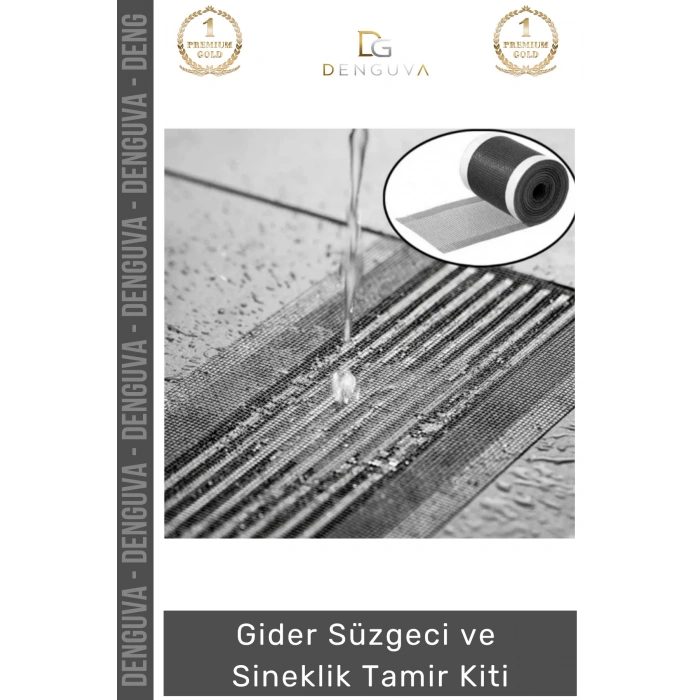 #GiderSüzgeci Banyo Mutfak Zemin Drenaj Filtre Saç Gider Süzgeci Sineklik 12 cm 4 Metre Tamir Kiti