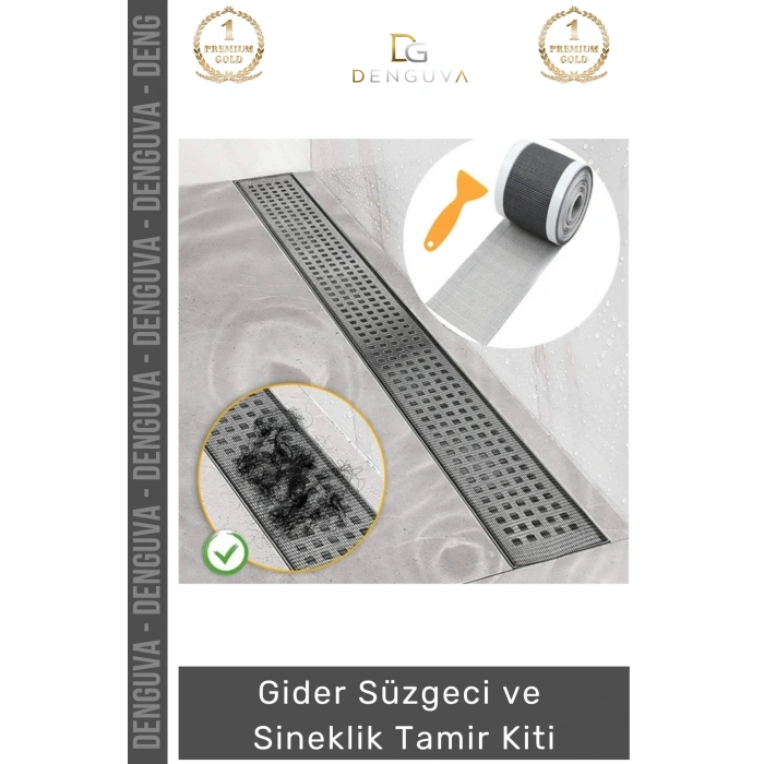 #GiderSüzgeci Banyo Mutfak Zemin Drenaj Filtre Saç Gider Süzgeci Sineklik 12 cm 4 Metre Tamir Kiti