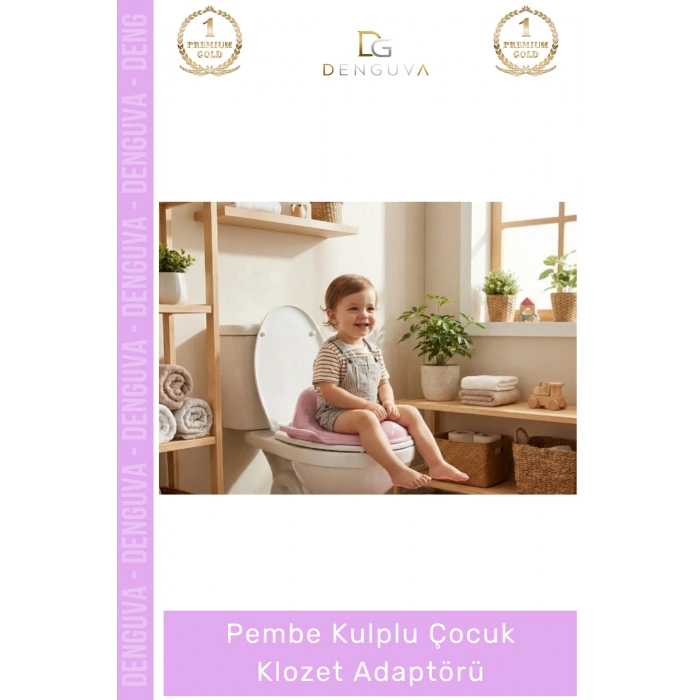 #ÇocukKlozet Ergonomik Güvenli Hijyenik Kaymaz Tuvalet Eğitimi Pembe Kulplu Çocuk Klozet Adaptörü