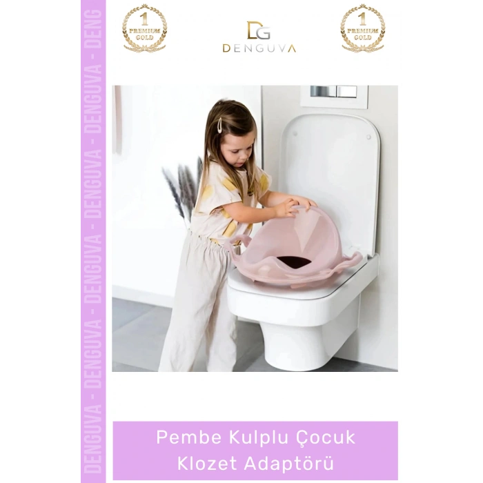 #ÇocukKlozet Ergonomik Güvenli Hijyenik Kaymaz Tuvalet Eğitimi Pembe Kulplu Çocuk Klozet Adaptörü
