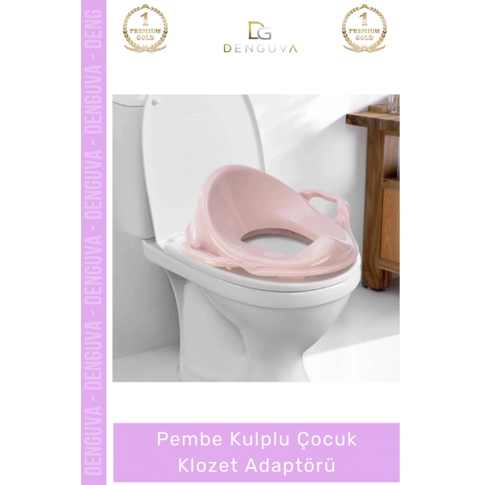 #ÇocukKlozet Ergonomik Güvenli Hijyenik Kaymaz Tuvalet Eğitimi Pembe Kulplu Çocuk Klozet Adaptörü