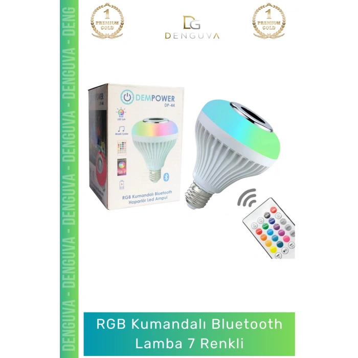 #Lamba Akıllı Hoparlör Ses Sistemi Ev Dekorasyon Aydınlatma RGB Kumandalı Bluetooth Lamba 7 Renkli - 1 Adet
