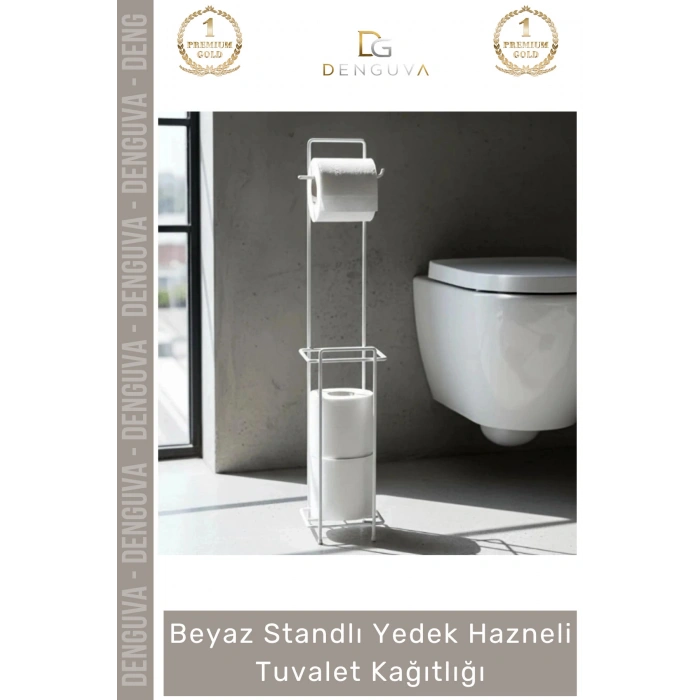 #TuvaletKağıtlığı Banyo Düzenleyici Metal Pratik Modern Şık Beyaz Standlı Yedek Hazneli Tuvalet Kağıtlığı