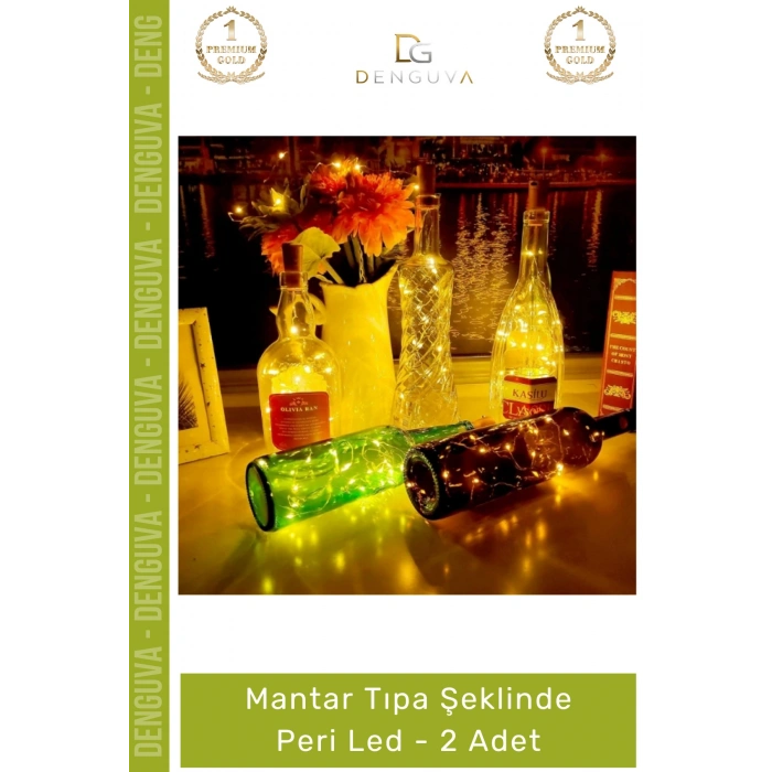 #Led Gün Işığı Dekoratif Şişe İçi Pilli Şık Ambiyans Işık Mantar Tıpa Şeklinde Peri Led - 2 Adet
