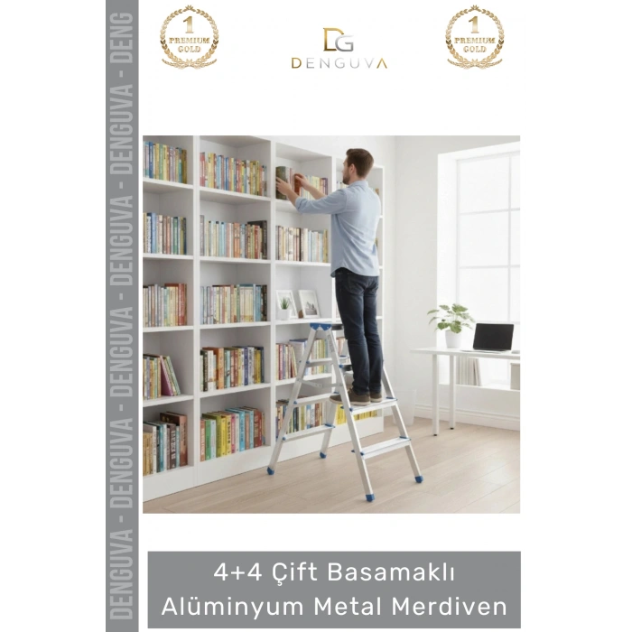 #Merdiven Dayanıklı Hafif Katlanabilir 92 cm Çift Yön 4+4 Çift Basamaklı Alüminyum Metal Merdiven