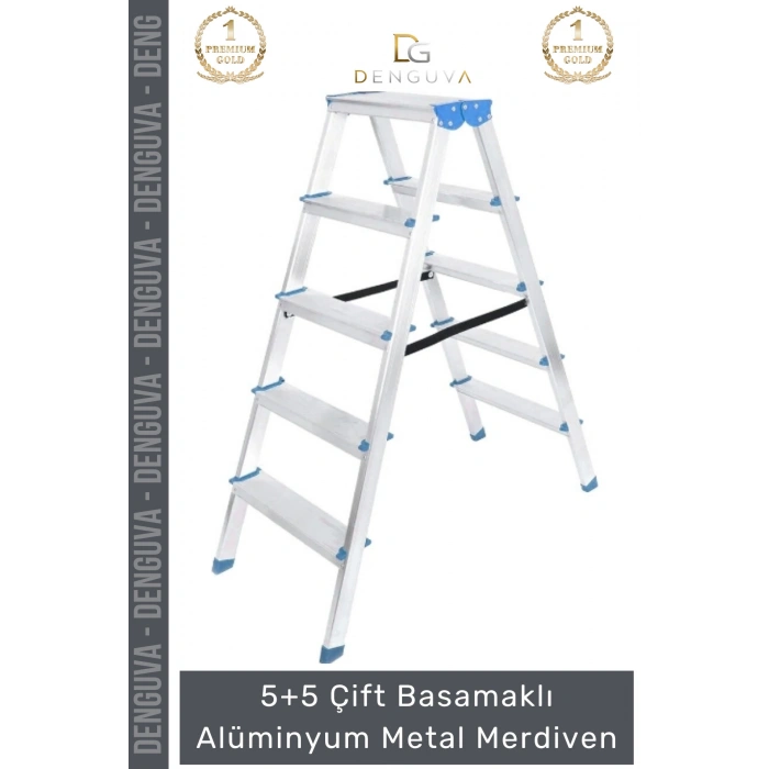 #Merdiven Sağlam Dayanıklı Katlanabilir Hafif Pratik 5+5 Çift Basamaklı Alüminyum Metal Merdiven