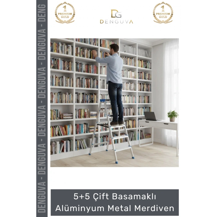 #Merdiven Sağlam Dayanıklı Katlanabilir Hafif Pratik 5+5 Çift Basamaklı Alüminyum Metal Merdiven