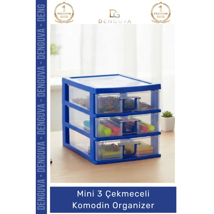 #Çekmece Masa Üstü Ofis Makyaj Takı Şeffaf Plastik Masaüstü Mini 3 Çekmeceli Komodin Organizer - 1 Adet
