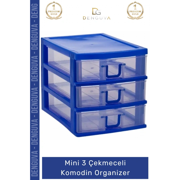 #Çekmece Masa Üstü Ofis Makyaj Takı Şeffaf Plastik Masaüstü Mini 3 Çekmeceli Komodin Organizer - 1 Adet