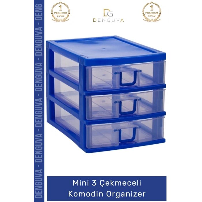 #Çekmece Masa Üstü Ofis Makyaj Takı Şeffaf Plastik Masaüstü Mini 3 Çekmeceli Komodin Organizer - 1 Adet