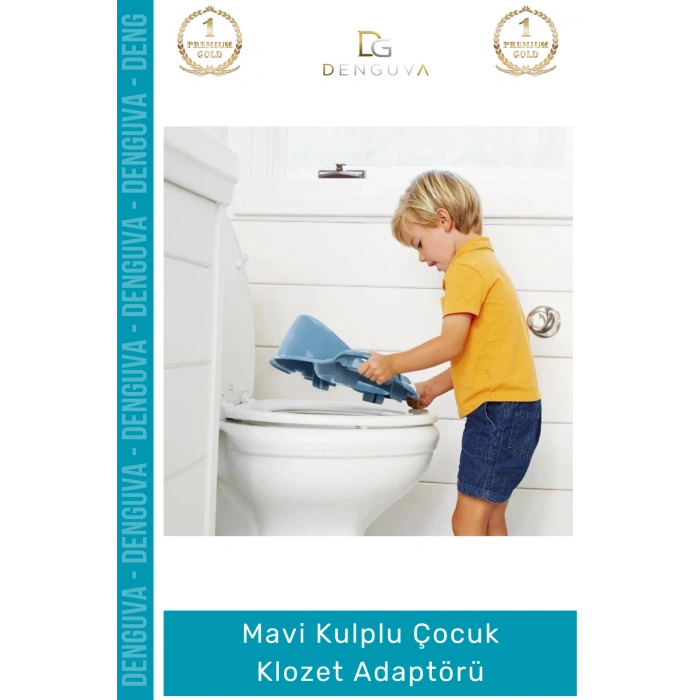#ÇocukKlozet Konforlu Kaymaz Hijyenik Güvenli Dayanıklı Portatif Mavi Kulplu Çocuk Klozet Adaptörü