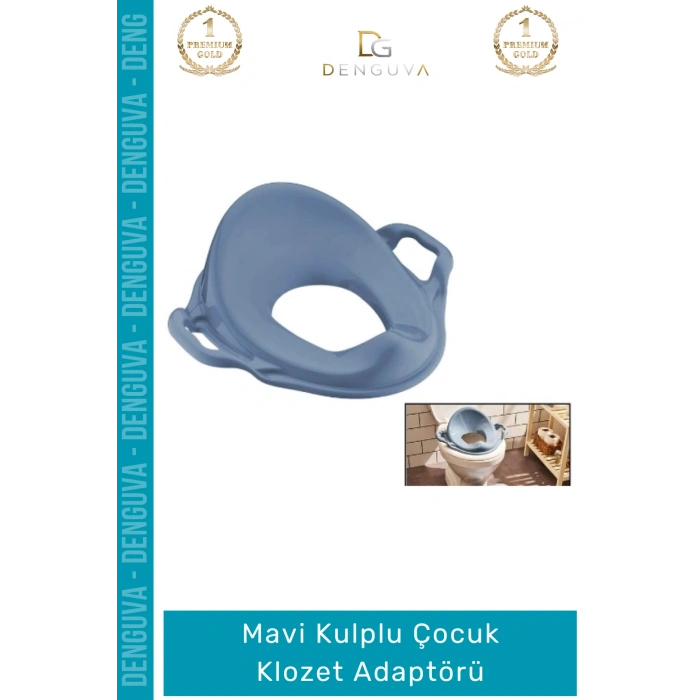 #ÇocukKlozet Konforlu Kaymaz Hijyenik Güvenli Dayanıklı Portatif Mavi Kulplu Çocuk Klozet Adaptörü