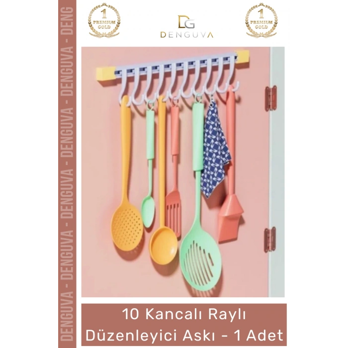 #Askı Dolap İçi Pratik Askılık Organizer 10 Kancalı Raylı Mutfak Banyo Düzenleyici Askı