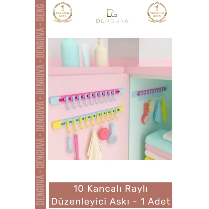 #Askı Dolap İçi Pratik Askılık Organizer 10 Kancalı Raylı Mutfak Banyo Düzenleyici Askı