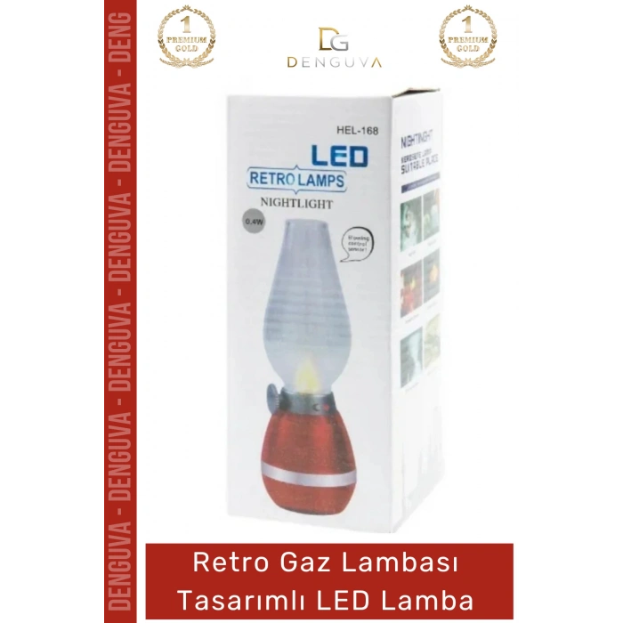 #LedLamba Nostaljik Şarjlı USB Üfleme Sensörlü Dimmerli Masa Retro Gaz Lambası Tasarımlı LED Lamba - 1 Adet
