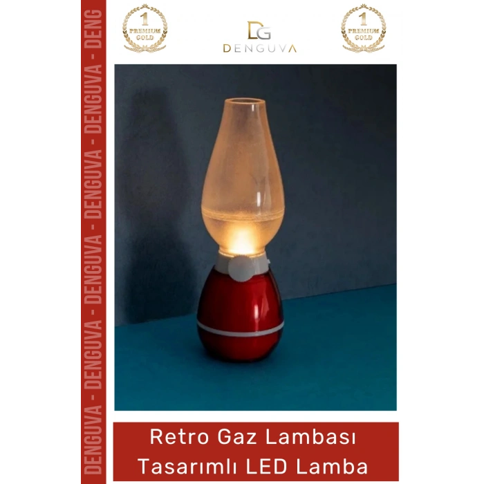 #LedLamba Nostaljik Şarjlı USB Üfleme Sensörlü Dimmerli Masa Retro Gaz Lambası Tasarımlı LED Lamba - 1 Adet