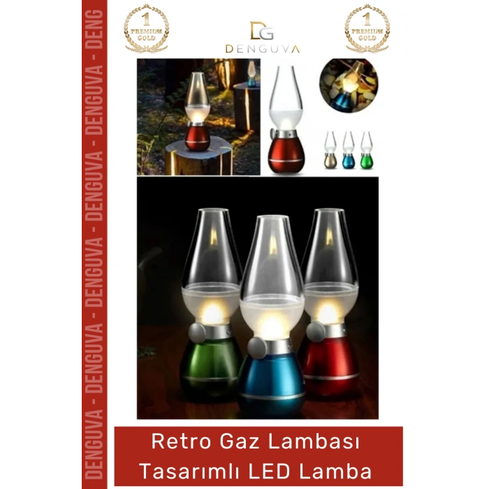 #LedLamba Nostaljik Şarjlı USB Üfleme Sensörlü Dimmerli Masa Retro Gaz Lambası Tasarımlı LED Lamba - 1 Adet