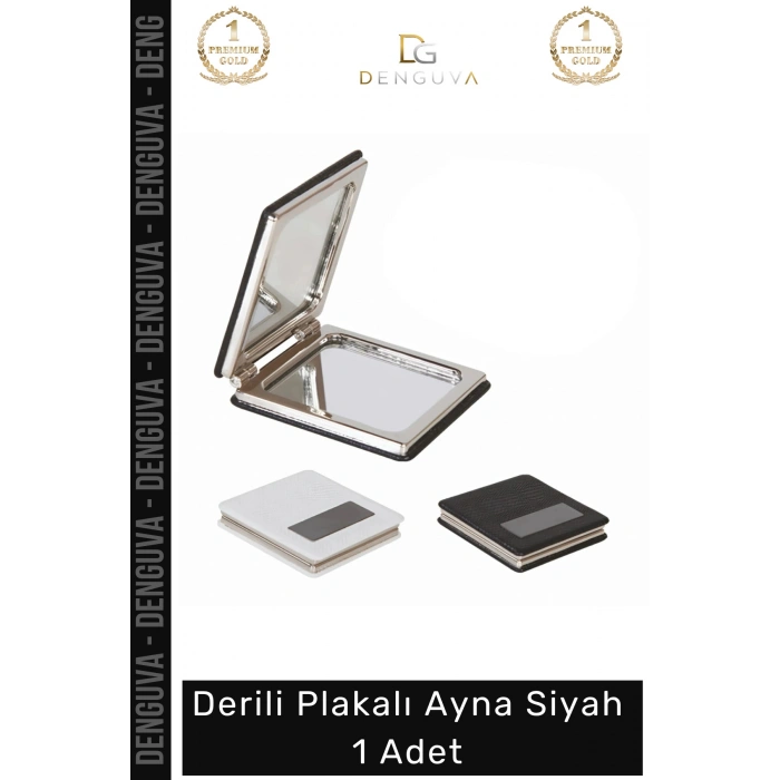 #Ayna Modern Tasarım Lüks Dekoratif Estetik Siyah Deri Kaplama Ev Derili Plakalı Ayna Siyah - 1 Adet