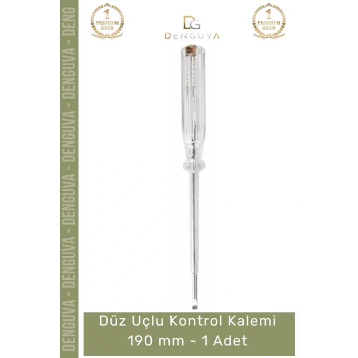 #KontrolKalemi Profesyonel Elektrikçi Tornavida İzoleli Gerilim Testi Düz Uçlu Kontrol Kalemi 190 mm - 1 Adet