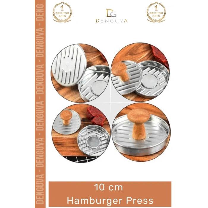 #KöfteKalıbı Profesyonel Metal Ahşap Saplı Gurme Köfte Şekillendirici Izgara 10 cm Hamburger Press