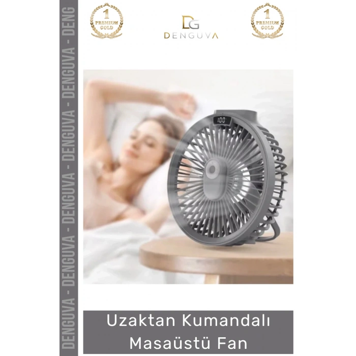 #Vantilatör LED Dijital Şarj Göstergeli Ultra Sessiz Gece Lambalı Uzaktan Kumandalı Masaüstü Fan