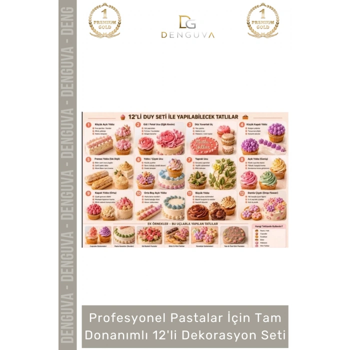 #HamurKalıbı Profesyonel Paslanmaz Çelik Pasta Krema Sıkma Ucu Tam Donanımlı 12li Dekorasyon Seti