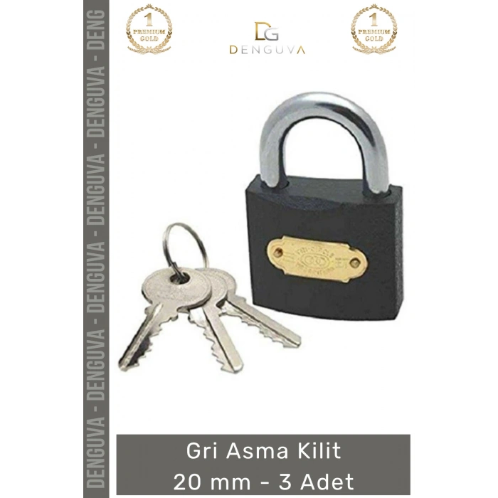 #AsmaKilit Dayanıklı Çelik Kompakt Güvenlikli Korozyon Önleyici Profesyonel Gri Asma Kilit 20 mm - 3 Adet