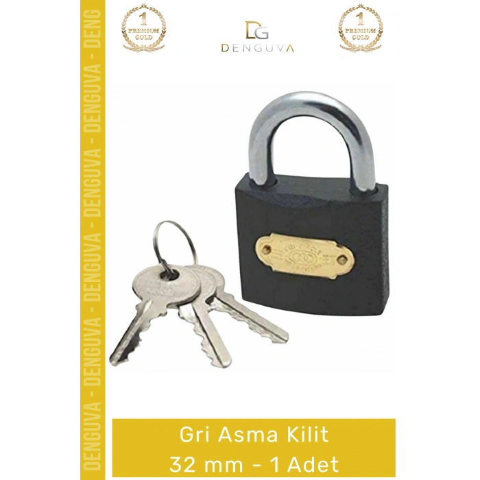 #AsmaKilit Çelik Gövde Güvenli Sağlam Dayanıklı Paslanmaz Hırsızlığa Karşı Gri Asma Kilit 32 mm - 1 Adet