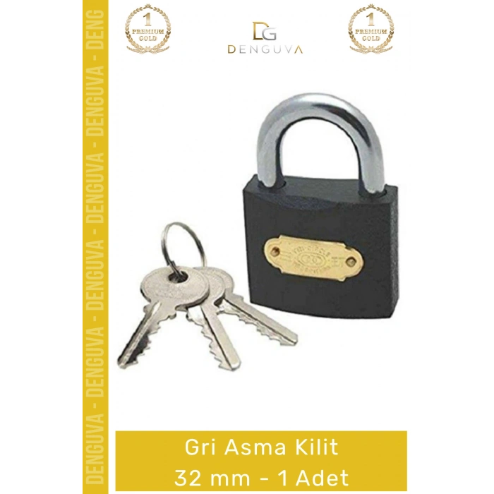 #AsmaKilit Çelik Gövde Güvenli Sağlam Dayanıklı Paslanmaz Hırsızlığa Karşı Gri Asma Kilit 32 mm - 1 Adet