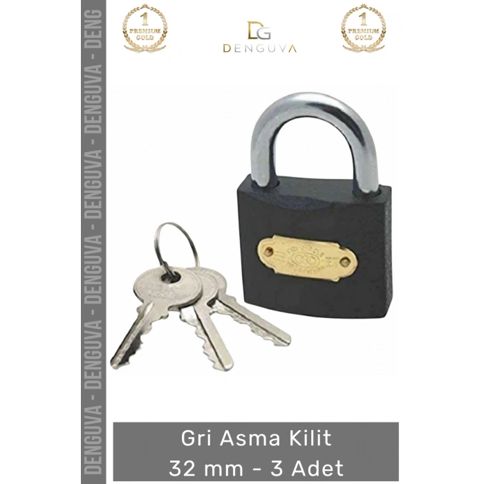 #AsmaKilit Çelik Gövde Güvenli Sağlam Dayanıklı Paslanmaz Hırsızlığa Karşı Gri Asma Kilit 32 mm - 3 Adet