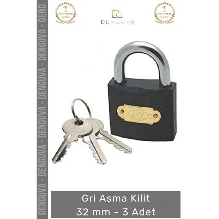 #AsmaKilit Çelik Gövde Güvenli Sağlam Dayanıklı Paslanmaz Hırsızlığa Karşı Gri Asma Kilit 32 mm - 3 Adet