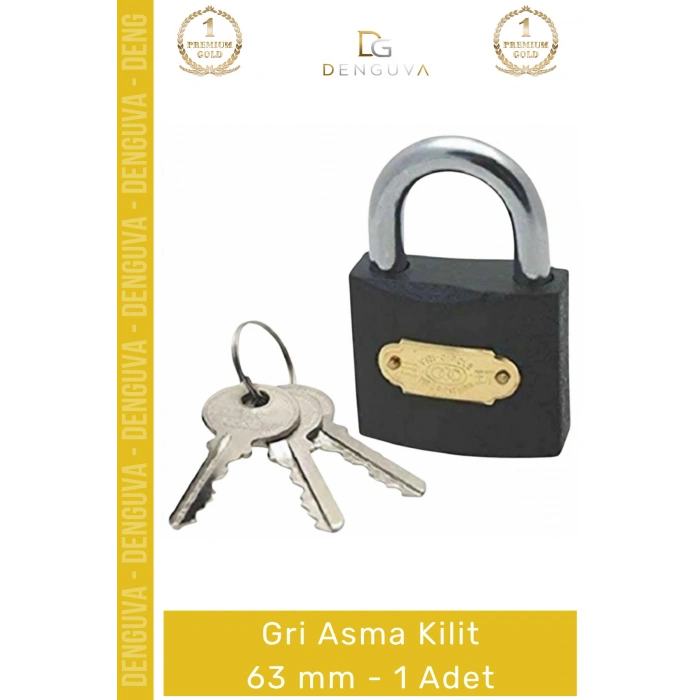 #AsmaKilit Çelik Gövde Yüksek Güvenlikli Dayanıklı Profesyonel Sağlam Sert Gri Asma Kilit 63 mm - 1 Adet