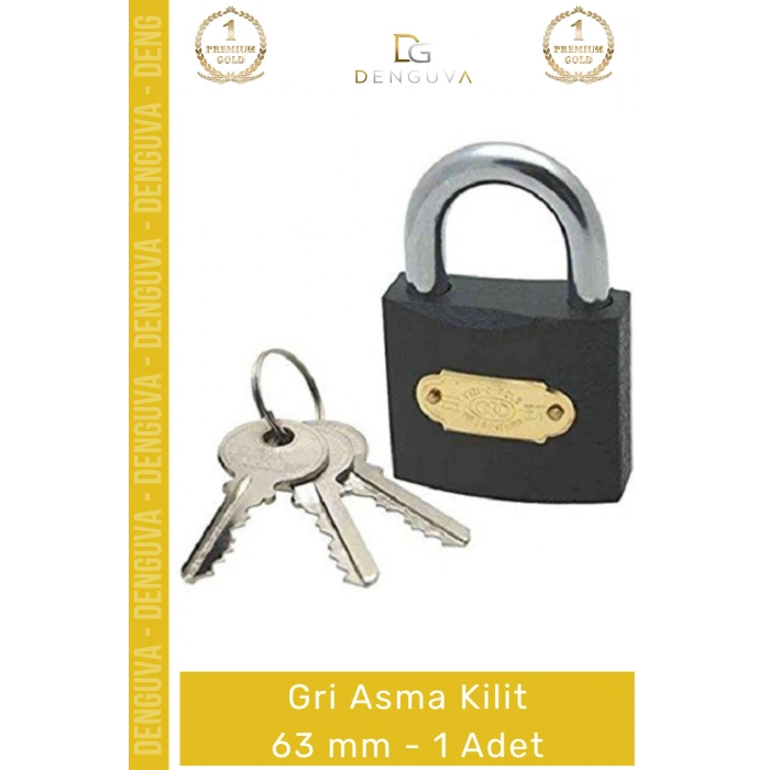 #AsmaKilit Çelik Gövde Yüksek Güvenlikli Dayanıklı Profesyonel Sağlam Sert Gri Asma Kilit 63 mm - 1 Adet