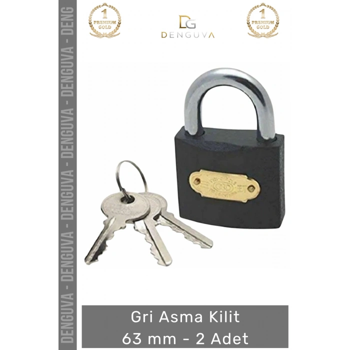 #AsmaKilit Çelik Gövde Yüksek Güvenlikli Dayanıklı Profesyonel Sağlam Sert Gri Asma Kilit 63 mm - 2 Adet