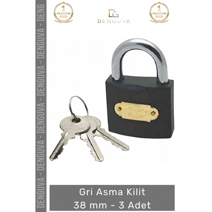 #AsmaKilit Paslanmaz Çelik Gövde Darbelere Dayanıklı Yüksek Güvenlik Profesyonel Gri Asma Kilit 38 mm - 3 Adet