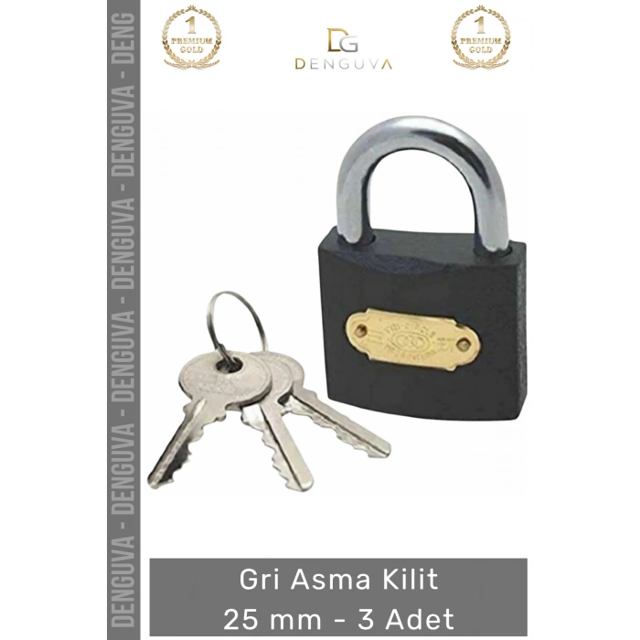 #AsmaKilit Güvenli Paslanmaz Çelik Korumalı Emniyetli Dayanıklı Uzun Ömürlü Gri Asma Kilit 25 mm - 3 Adet