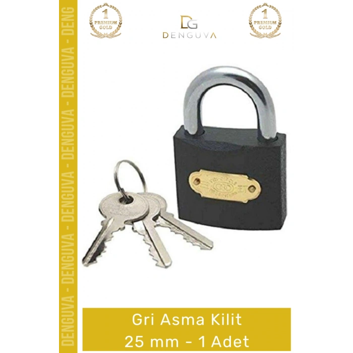 #AsmaKilit Güvenli Paslanmaz Çelik Korumalı Emniyetli Dayanıklı Uzun Ömürlü Gri Asma Kilit 25 mm - 1 Adet