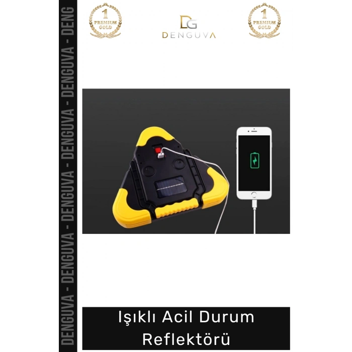 #Reflektör Solar LED Güneş Panelli Powerbank Şarjlı Katlanabilir Trafik Işıklı Acil Durum Reflektör
