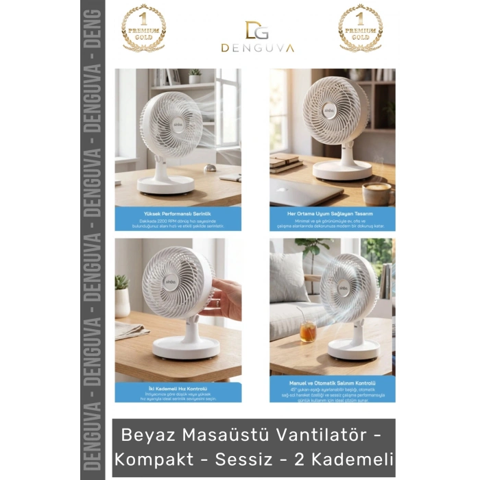 #Vantilatör Sinbo Beyaz Masaüstü Vantilatör Ofis Tipi Hava Sirkülasyonu Kompakt Sessiz 2 Kademeli