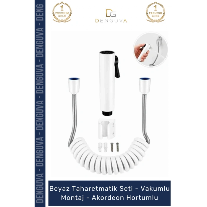 #Taharetmatik Beyaz Taharetmatik Seti Hijyenik Dayanıklı Tasarruf Vakumlu Montaj Akordeon Hortumlu