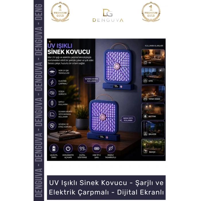 #SinekKouvucu Sinek Kovucu Mor UV Işık Şarjlı Taşınabilir Haşere Elektrik Çarpmalı Dijital Ekranlı