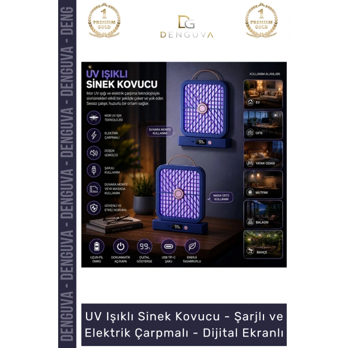#SinekKouvucu Sinek Kovucu Mor UV Işık Şarjlı Taşınabilir Haşere Elektrik Çarpmalı Dijital Ekranlı