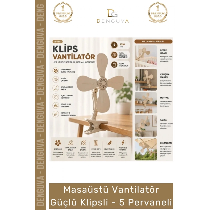 #Vantilatör Masaüstü Sessiz Portatif Tasarruflu Esnek Başlıklı Soğutucu Güçlü Klipsli 5 Pervaneli