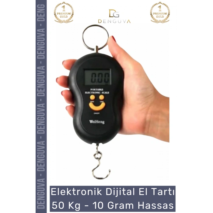 #Tartı Dijital El Kantarı LCD Ekran Portatif Kancalı Pratik 50 Kg Terazi Tartı 10 Gram Hassas - 1 Adet